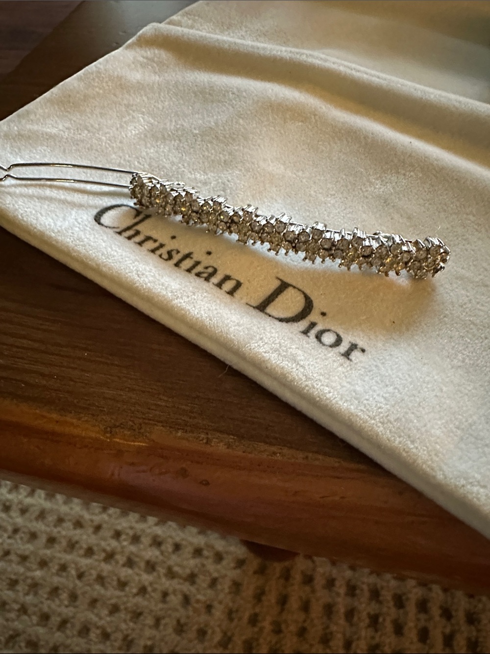 Dior Sparkling Silver Crystal Hair Clip